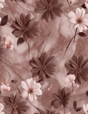 The primary subject of the image is a close-up of a flower, which is the main focus of the image. The setting is a marble surface, which serves as the backdrop for the flower. The visual style is a combination of photo and digital art, creating a realistic yet artistic representation of the flower. The dominant colors in the image are pink and brown, giving the scene a warm and natural atmosphere.