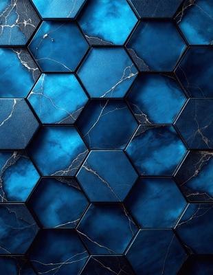 The primary subject of the image is a blue and white tile pattern. The setting is a blue and white tile wall, which serves as the backdrop for the pattern. The visual style is a close-up of the tile pattern, showcasing the intricate design. The dominant colors are blue and white, creating a calm and soothing atmosphere.