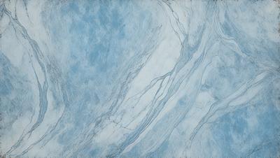 The primary subject of the image is a marble-like surface with a blue and white color scheme. The setting is a room with a blue wall, and the visual style appears to be a combination of a photo and digital art. The colors and mood of the image are calming and serene, with the blue and white tones creating a sense of tranquility.
