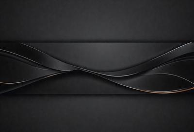 The primary subject of the image is a black background with a curved design. The setting is a dark room, and the visual style is a combination of digital art and illustration. The colors are predominantly black, and the overall atmosphere is modern and sleek.