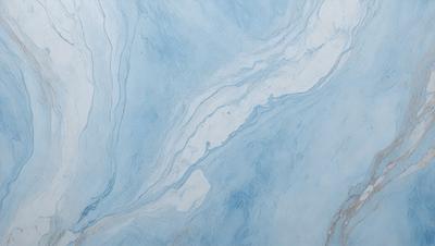 The primary subject of the image is a blue marble tile with a swirling pattern. The setting is a bathroom, and the visual style is a close-up of the tile. The dominant colors are blue and white, creating a calm and soothing atmosphere.