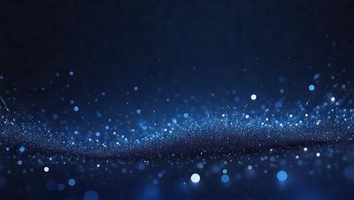 The primary subject of the image is a blue background with a pattern of white lights. The setting appears to be a dark room, and the visual style is a digital art or illustration. The dominant colors are blue and white, creating a calm and serene atmosphere.