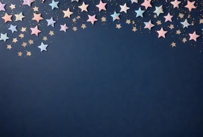 The primary subject of the image is a blue background with a pattern of stars. The setting is a dark blue background, and the visual style appears to be a digital art or illustration. The dominant colors are blue and white, creating a calm and serene atmosphere.