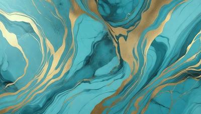 The primary subject of the image is a blue and gold marbled wallpaper with a gold and blue color scheme. The setting is a room with a blue and gold marbled wallpaper, which creates a unique and elegant atmosphere. The visual style is a close-up of the wallpaper, showcasing its intricate design and patterns. The colors and mood of the image are predominantly blue and gold, giving it a luxurious and sophisticated appearance.