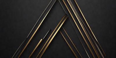 The primary subject of the image is a pattern of gold and black triangles. The setting is a black background, and the visual style appears to be a digital art or illustration. The dominant colors are gold and black, creating a bold and striking pattern.