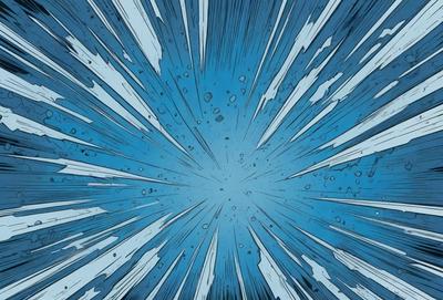 The primary subject of the image is a blue background with a white, swirling, and splashing effect. The visual style appears to be a digital art or illustration, creating a dynamic and energetic atmosphere. The colors and mood convey a sense of motion and excitement, with the blue background providing a calm and serene backdrop for the white, swirling, and splashing elements.