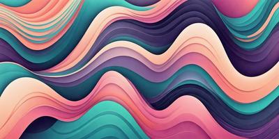 The primary subject of the image is a colorful, abstract wave pattern. The setting is a blue and pink background, which adds to the vibrant atmosphere of the scene. The visual style is a combination of digital art and illustration, creating a unique and eye-catching design. The dominant colors are pink and blue, which evoke a sense of energy and movement.