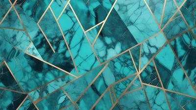 The primary subject of the image is a blue and gold marble pattern. The setting is a blue and gold marble wall, which serves as the background. The visual style is a combination of photo and digital art, creating a unique and intricate design. The dominant colors are blue and gold, giving the image a luxurious and elegant appearance.