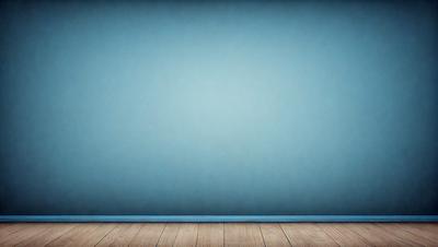 The primary subject of the image is a blue wall with a wooden floor. The setting is a room with a blue wall and a wooden floor. The visual style is a photo, and the dominant colors are blue and wooden tones. The overall atmosphere is calm and serene.