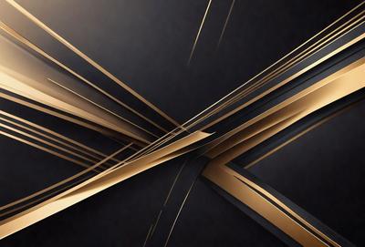 The primary subject of the image is a close-up of a gold pattern on a black background. The setting is a dark room, and the visual style appears to be a digital art or illustration. The dominant colors are gold and black, creating a sense of luxury and sophistication.