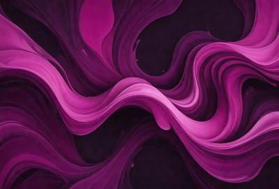 The primary subject of the image is a purple and pink abstract art piece. The setting is a dark background, which contrasts with the vibrant colors of the artwork. The visual style is a combination of digital art and illustration, creating a unique and eye-catching design. The dominant colors in the artwork are purple and pink, which evoke a sense of warmth and creativity.