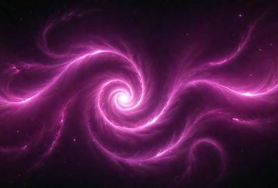 The primary subject of the image is a purple spiral, which appears to be a swirling pattern or a galaxy-like structure. The setting is a dark, starry background, which adds to the overall mood of the image. The visual style is a combination of digital art and illustration, creating a unique and captivating representation of the spiral. The dominant colors are purple and pink, which contribute to the overall atmosphere of the image.