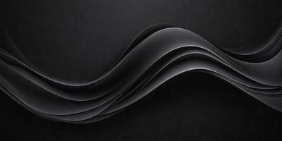 The primary subject of the image is a black and white wave pattern. The setting is a dark background, which contrasts with the wave pattern. The visual style is a combination of a photo and a digital art, illustration, or drawing. The dominant colors are black and white, creating a minimalist and modern atmosphere.