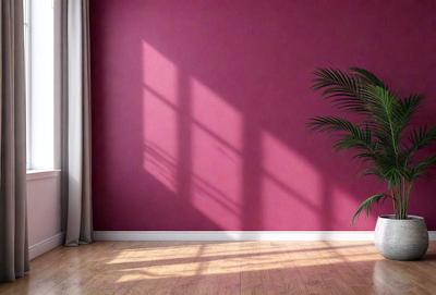 The primary subject of the image is a pink wall with a window. The setting is a room with a pink wall and a window. The visual style is a photo of a pink wall with a window. The colors and mood are predominantly pink, creating a warm and inviting atmosphere.