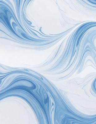 The primary subject of the image is a blue and white swirling pattern, which appears to be a digital art or illustration. The setting is a white background, and the visual style is a combination of digital art and illustration. The dominant colors in the image are blue and white, creating a calming and soothing atmosphere.