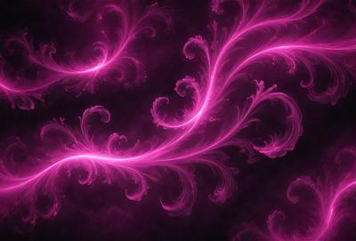 The primary subject of the image is a pink and purple floral pattern. The setting is a dark background, which contrasts with the vibrant colors of the floral pattern. The visual style appears to be a digital art or illustration, as the floral pattern is intricately detailed and the colors are rich and saturated. The overall atmosphere of the image is lively and captivating, with the floral pattern serving as the main focus of the scene.