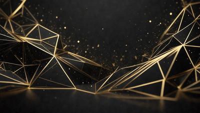 The primary subject of the image is a gold geometric pattern, which is the main focus of the scene. The setting is a dark background, which contrasts with the gold pattern. The visual style of the image is a combination of digital art and illustration, creating a unique and eye-catching design. The dominant colors in the image are gold and black, giving the overall atmosphere a sense of elegance and sophistication.