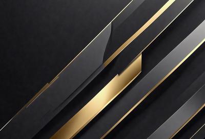 The primary subject of the image is a gold and black pattern. The setting is a black background, and the visual style appears to be a digital art or illustration. The dominant colors are gold and black, creating a sophisticated and elegant atmosphere.
