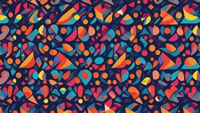 The primary subject of the image is a colorful, abstract pattern featuring a mix of orange, blue, and yellow colors. The setting is a blue background, which contrasts with the vibrant colors of the pattern. The visual style is a combination of digital art and illustration, creating a unique and eye-catching design. The overall atmosphere is lively and energetic, with the bold colors and intricate patterns capturing the viewer's attention.