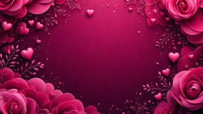 The primary subject of the image is a pink background with a heart shape. The setting is a pink background with a heart shape, and the visual style is digital art. The dominant colors are pink and red, creating a warm and romantic atmosphere.