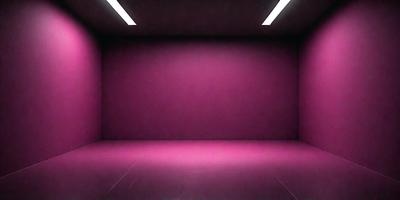The primary subject of the image is a large, empty room with a pink wall. The setting is a room with a purple wall, and the visual style is a photo. The room appears to be a large, empty space with a pink wall, giving it a somewhat eerie atmosphere.