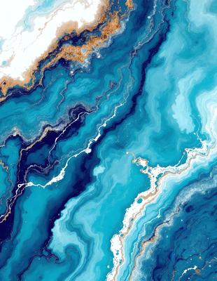 The primary subject of the image is a blue and white marbled stone wall. The setting is a blue and white marbled stone wall, and the visual style is a photo. The dominant colors and overall atmosphere are a mix of blue and white, creating a visually appealing and calming environment.