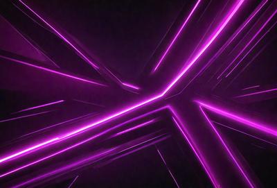 The primary subject of the image is a purple light display, which appears to be a neon sign or a lighting installation. The setting is a dark room, and the visual style is a combination of digital art and illustration. The dominant colors in the image are purple and pink, creating a vibrant and lively atmosphere.
