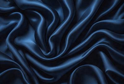 The primary subject of the image is a blue fabric, which appears to be a piece of cloth or a curtain. The setting is a dark background, which contrasts with the blue fabric. The visual style is a close-up of the blue fabric, showcasing its texture and pattern. The colors and mood of the image are predominantly dark and moody, with the blue fabric being the main focal point.