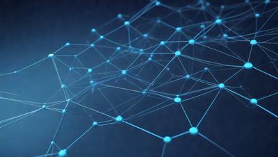 The primary subject of the image is a blue network of interconnected lines, which could be described as a blue web or a blue mesh. The setting is a dark background, which contrasts with the blue lines. The visual style is a digital art or illustration, as the lines are intricately connected and the overall appearance is quite detailed. The colors and mood of the image are predominantly blue, creating a sense of depth and complexity.