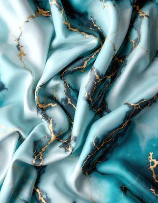 The primary subject of the image is a blue and gold fabric, which is the main object, scene, or focus of the image. The setting is a blue and gold fabric, and the visual style is a photo. The dominant colors are blue and gold, and the overall atmosphere is elegant and luxurious.