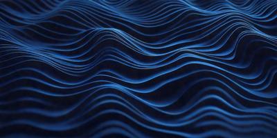 The primary subject of the image is a blue wave pattern, which is the main object, scene, or focus of the image. The setting or background is a dark blue surface, which adds to the overall atmosphere. The visual style of the image is a digital art or illustration, as it is a pattern or texture that is digitally created. The dominant colors in the image are blue and black, which contribute to a calm and serene mood.