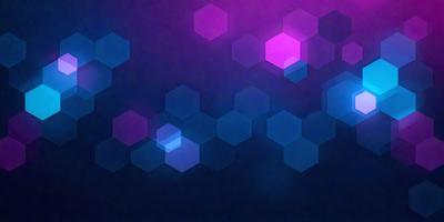 The primary subject of the image is a blue and purple background with a pattern of hexagons. The setting is a dark background, which contrasts with the bright colors of the hexagons. The visual style is a digital art or illustration, as the hexagons are arranged in a visually appealing manner. The dominant colors are blue and purple, creating a calm and soothing atmosphere.