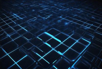 The primary subject of the image is a blue, geometric pattern. The setting is a dark blue background, which creates a contrasting and visually striking scene. The visual style is a combination of digital art and illustration, as the pattern appears to be a digital creation. The dominant colors are blue and black, giving the image a cool and modern atmosphere.