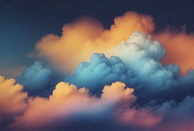 The primary subject of the image is a cloudy sky with various cloud formations. The setting is a nighttime scene, with the sky being the main focus of the image. The visual style is a combination of photo and digital art, creating a unique and artistic representation of the cloudy sky. The colors and mood of the image are predominantly dark and moody, with the clouds and sky being the main elements that evoke this atmosphere.