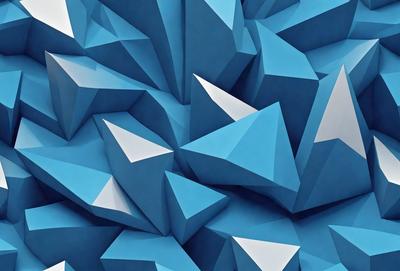 The primary subject of the image is a blue background with a pattern of white triangles. The setting appears to be a blue wall or a blue surface, creating a visually striking contrast with the white triangles. The visual style of the image is a combination of digital art and illustration, as the triangles are arranged in a geometric pattern. The colors and mood of the image are predominantly blue and white, giving it a clean, modern, and minimalist appearance.
