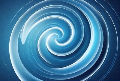 The primary subject of the image is a spiral pattern, which is the main object, scene, or focus of the image. The spiral pattern is set against a blue background, giving it a vibrant and lively appearance. The visual style of the image is digital art, as it is a computer-generated design. The dominant colors in the image are blue and white, creating a sense of calmness and tranquility.