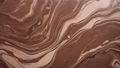 The primary subject of the image is a close-up of a marbled surface, which appears to be a patterned stone or a marbled wall. The setting is indoors, with the marbled surface being the main focus of the image. The visual style is a close-up, which emphasizes the intricate patterns and textures of the marbled surface. The colors and mood of the image are predominantly brown, giving it a warm and earthy atmosphere.