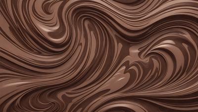 The primary subject of the image is a close-up of a chocolate-covered cake. The cake is decorated with a swirled pattern, giving it a visually appealing and appetizing appearance. The setting is a table, and the visual style is a close-up, showcasing the intricate details of the cake. The colors and mood of the image are predominantly brown, which is the color of the chocolate cake, and the overall atmosphere is one of indul