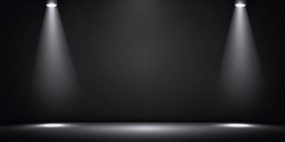 The primary subject of the image is a black background with a light shining on it. The setting is a dark room, and the visual style is a black and white photo. The colors and mood of the image are predominantly dark and moody, with the light source creating a dramatic effect.