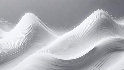 The primary subject of the image is a large, white, curved structure that resembles a wave or a mountain. The setting is a gray background, which contrasts with the white structure. The visual style is a combination of digital art and illustration, creating a unique and artistic representation of the subject. The colors and mood of the image are predominantly white, giving it a clean and minimalist appearance.