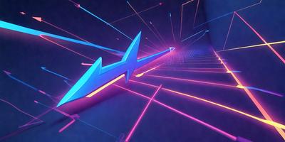 The primary subject of the image is a blue lightning bolt, which is the main object, scene, or focus of the image. The setting/background features a blue and pink background, which adds to the overall atmosphere. The visual style of the image is digital art, as it is a digital illustration of a lightning bolt. The colors and mood of the image are predominantly blue and pink, creating a vibrant and energetic atmosphere.