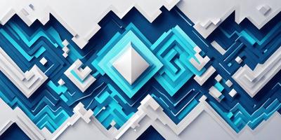 The primary subject of the image is a blue and white geometric pattern. The setting is a white background, and the visual style is digital art. The dominant colors are blue and white, creating a clean and modern atmosphere.