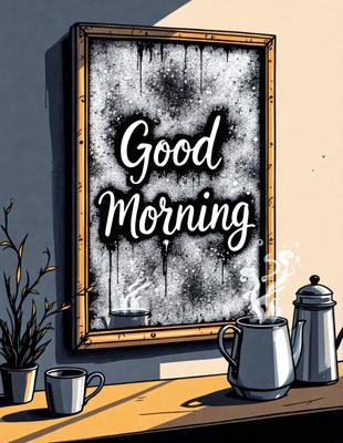 Good morning sign on a mirror.