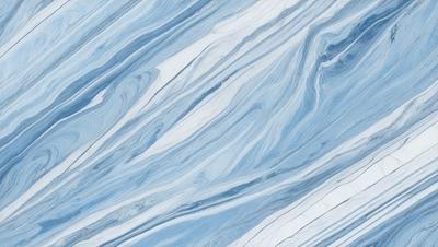 The primary subject of the image is a blue and white marble pattern. The setting is a white marble surface, which serves as the background. The visual style is a close-up of the marble pattern, showcasing its intricate details. The colors and mood of the image are predominantly blue and white, creating a sense of elegance and sophistication.