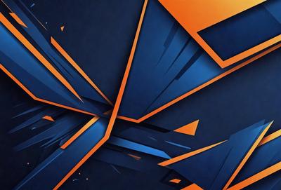 The primary subject of the image is a blue and orange geometric pattern. The setting is a dark blue background, which contrasts with the bright orange and blue geometric shapes. The visual style is a digital art or illustration, showcasing the artist's creativity and skill in designing intricate patterns. The colors and mood of the image are vibrant and energetic, with the blue and orange hues creating a lively atmosphere.