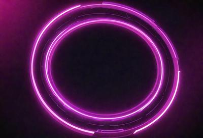 The primary subject of the image is a pink circle with a purple ring around it. The setting is a dark background, which contrasts with the bright colors of the circle. The visual style appears to be a digital art or illustration, as the circle and ring are depicted with a smooth, clean appearance. The colors and mood of the image are predominantly pink and purple, creating a warm and inviting atmosphere.