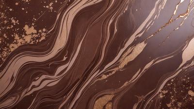 The primary subject of the image is a brown and gold marbled surface, which appears to be a piece of wood or a decorative material. The setting is a close-up view of the marbled surface, showcasing its intricate patterns and textures. The visual style of the image is a close-up, which emphasizes the details of the marbled surface. The colors and mood of the image are warm and rich, with the brown and gold tones creating a sense of luxury and sophistication.