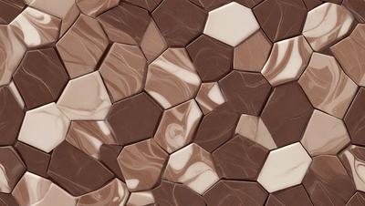 The primary subject of the image is a close-up of a marble tile with a brown and white pattern. The setting is a wall, and the visual style is a photo. The dominant colors are brown and white, creating a warm and earthy atmosphere.