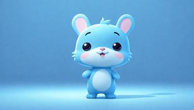 The primary subject of the image is a small, blue, cartoon-like character, possibly a stuffed animal or a toy. The character is standing on a blue surface, which could be a table or a floor. The visual style of the image is digital art or illustration, as it appears to be a well-crafted, animated or drawn character. The colors and mood of the image are predominantly blue, giving it a calm and soothing atmosphere.