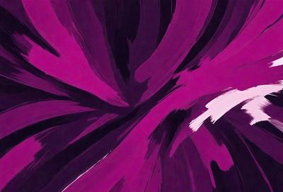The primary subject of the image is a purple painting with a swirling design. The setting is a canvas, and the visual style appears to be a digital art or illustration. The dominant colors in the painting are purple and black, creating a bold and striking atmosphere.
